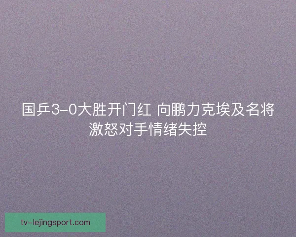 国乒3-0大胜开门红 向鹏力克埃及名将激怒对手情绪失控 国乒3-0大胜开门红 向鹏力克埃及名将激怒对手情绪失控