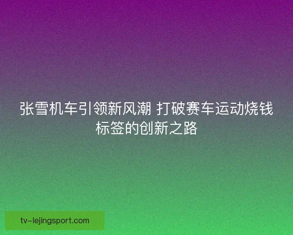 张雪机车引领新风潮 打破赛车运动烧钱标签的创新之路 张雪机车引领新风潮 打破赛车运动烧钱标签的创新之路